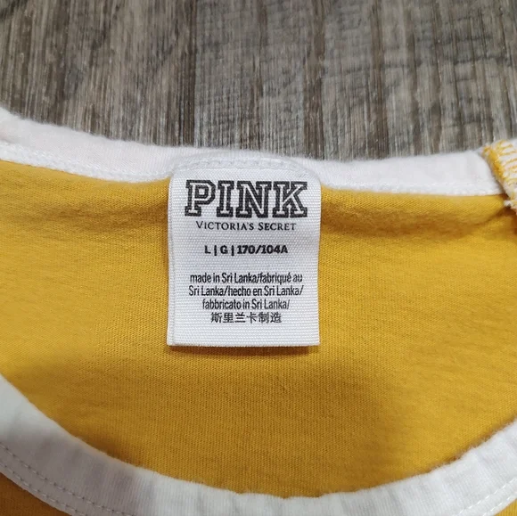 PINK Victoria's Secret Yellow Long Sleeve Tee Size L - Picture 8 of 8
